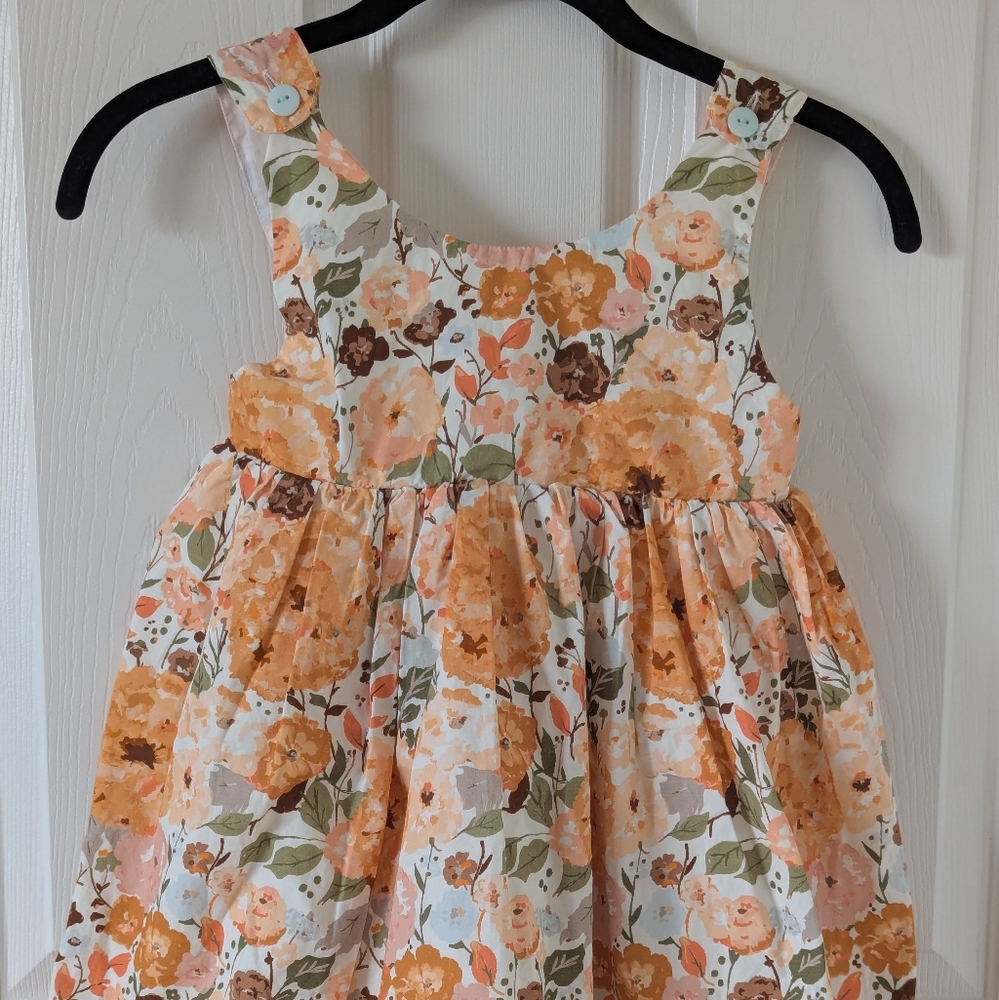 SweetHoney Floral Dress with Peach and Green Accents